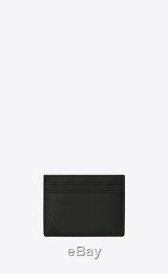 Saint Laurent paris sl love patch credit card case in black leather