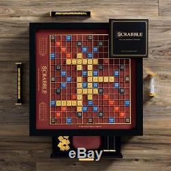 Scrabble Franklin Mint Limited Edition 18K Gold Plated Pieces Black Wood Cabinet