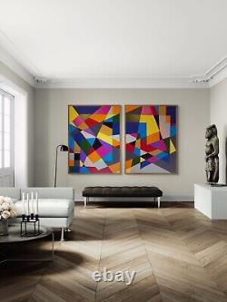 Set Of 2, Giant Abstract Canvas Wall Art, XL Ltd Edition Prints By R Singleton