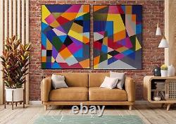 Set Of 2, Giant Abstract Canvas Wall Art, XL Ltd Edition Prints By R Singleton