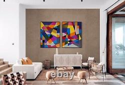 Set Of 2, Giant Abstract Canvas Wall Art, XL Ltd Edition Prints By R Singleton