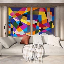 Set Of 2, Giant Abstract Canvas Wall Art, XL Ltd Edition Prints By R Singleton