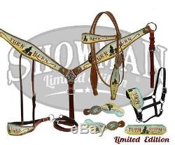 Showman LIMITED EDITION 5 Piece Turn & Burn Headstall Breast Collar tack set