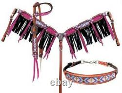 Showman LIMITED EDITION Pink Glitter Beaded Cross 4 Piece HS/BC Set