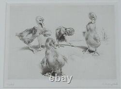 Signed Etching LEONARD ROBERT BRIGHTWELL'Toilet' Framed Ducklings
