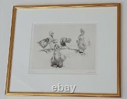 Signed Etching LEONARD ROBERT BRIGHTWELL'Toilet' Framed Ducklings