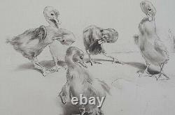 Signed Etching LEONARD ROBERT BRIGHTWELL'Toilet' Framed Ducklings