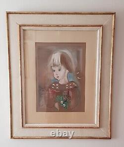 Signed Limited Edition MILY POSSOZ'Girl With Cat' Hand Coloured Lithograph