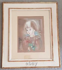 Signed Limited Edition MILY POSSOZ'Girl With Cat' Hand Coloured Lithograph