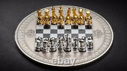 Silver Chess Set Circular Base And 32 Pieces Beautiful Art. Limited Edition 500