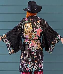 Spell Designs Gypsy Boho Black Jimi MIDI Festival Robe Kimono Duster Bnwt S/m