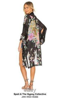 Spell Designs Gypsy Boho Black Jimi MIDI Festival Robe Kimono Duster Bnwt S/m