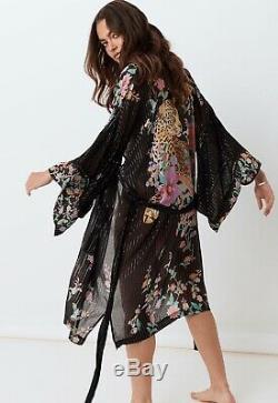 Spell Designs Gypsy Boho Black Jimi MIDI Festival Robe Kimono Duster Bnwt S/m