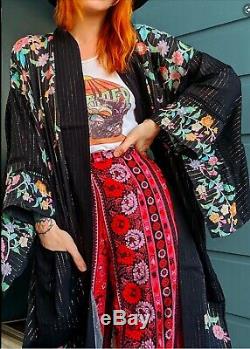 Spell Designs Gypsy Boho Black Jimi MIDI Festival Robe Kimono Duster Bnwt S/m