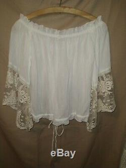 Spell and the Gypsy Collective Prairie size 12 White Blouse With Lace Sleeves