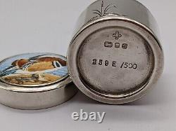 Sterling Silver & Enamel Pill Box, Mandarin Duck, Rare Limited Edition Piece