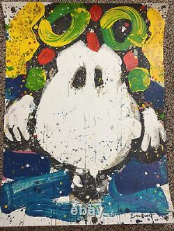 TOM EVERHART signed SNOOPY ACE FACE Charles Schulz Peanuts COA Charlie Brown