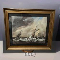 Thomas Luny -Dutch Sailboats in Choppy Waters-1960s Print Reproduction