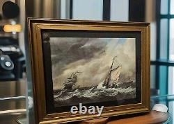 Thomas Luny -Dutch Sailboats in Choppy Waters-1960s Print Reproduction