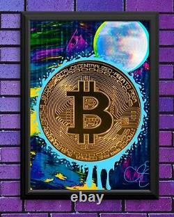 To The Moon Limited Edition Bit coin Poster Art Signed and Numbered 18x24