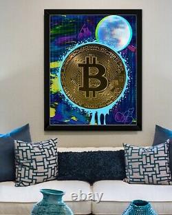 To The Moon Limited Edition Bit coin Poster Art Signed and Numbered 18x24