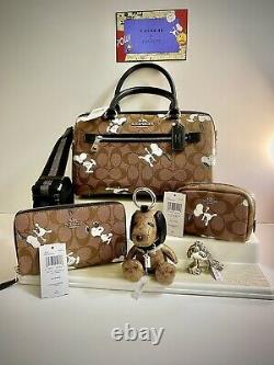 ULTIMATE 5 Piece NWT Snoopy Coach Peanuts Purse, Keychain, Doll, Wallet, Case