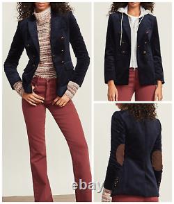 Veronica Beard Corduroy Jacket Size 10 Gaya Dicky Suede Elbow Patch Navy