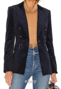 Veronica Beard Corduroy Jacket Size 10 Gaya Dicky Suede Elbow Patch Navy