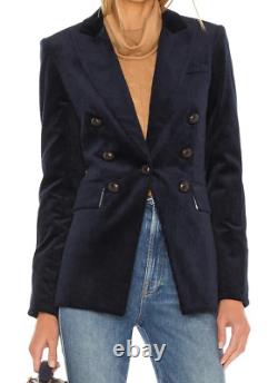 Veronica Beard Corduroy Jacket Size 10 Gaya Dicky Suede Elbow Patch Navy