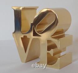 Vintage Robert Indiana LOVE Paperweight Gold Plated Desktop Sculpture 3