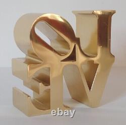 Vintage Robert Indiana LOVE Paperweight Gold Plated Desktop Sculpture 3