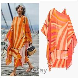 ZARA Limited Edition 2 Piece PONCHO KAFTAN Multicolor DRESS ASYMMETRIC