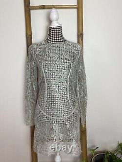 Zimmermann Lace Metallic Mini Dress Limited Edition Rare Piece Size 2 Crew Neck