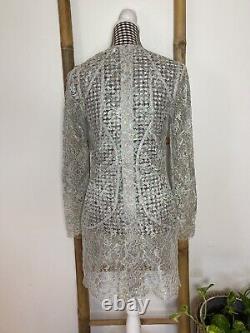 Zimmermann Lace Metallic Mini Dress Limited Edition Rare Piece Size 2 Crew Neck