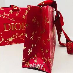 10 pièces de sacs cadeaux en papier rouge/or édition limitée Dior avec ruban 5.5x7.7x2.8