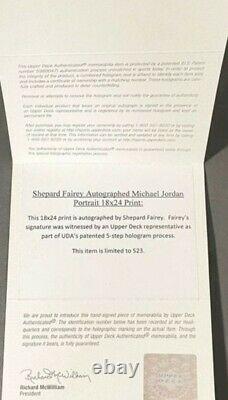 2009 Michael Jordan Edition Limitée Shepard Fairey Lithographie Coa #401/523 Vhtf