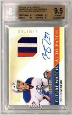 2015-16 Sp Authentic Connor Mcdavid 082/100 Rookie Auto Patch Limited Bgs 9.5/10