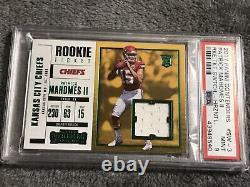 2017 Contenders Patrick Mahomes Rc Rookie Ticket Swatch Jersey Psa 9 Mint Pop 30