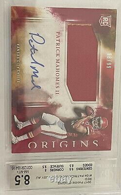 2017 Patrick Mahomes Rookie Patch Auto Panini Origins Red /99 2 Color Patch