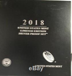 2018 U. S. Mint Édition Limitée Set En Argent Épreuve Numismatique Avec Box & Coa 8 Pieces