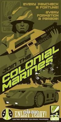 Aliens Marines Enlistment Edition Limitée Rare Sérigraphe Imprimer Art