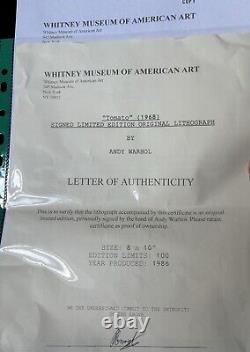 Andy Warhol (1928-1987) Impression originale signée à la main en édition limitée avec COA