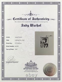 Andy Warhol, Lithographie originale signée à la main avec certificat d'authenticité et évaluation de 3 500 $