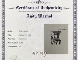 Andy Warhol, Lithographie originale signée à la main avec certificat d'authenticité et évaluation de 3 500 $
