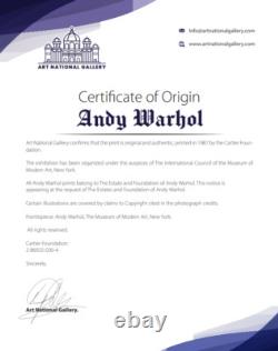 Andy Warhol, Lithographie originale signée à la main avec certificat d'authenticité et évaluation de 3 500 $