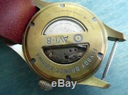 Avi-8 Bronze Flyboy Édition Le 45 MM Automatique Avec Cuir Rouge One Piece + Suede