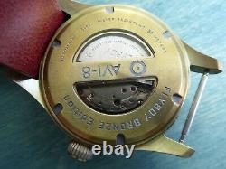 Avi-8 Flyboy Bronze Edition Le 45 MM Automatique W Red Leather One Piece + Suede