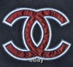 Chanel 04p Most Wanted CC Logo Tweed/cuir Bomber Veste Manteau, 40, Nouveau, Rare