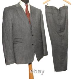 Costume en tweed en édition limitée trois pièces Herbie Frogg 46 R W 40'' Gris