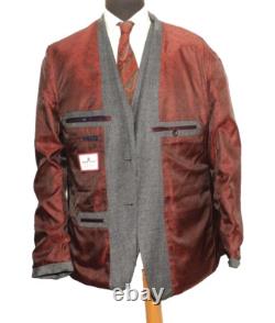 Costume en tweed en édition limitée trois pièces Herbie Frogg 46 R W 40'' Gris